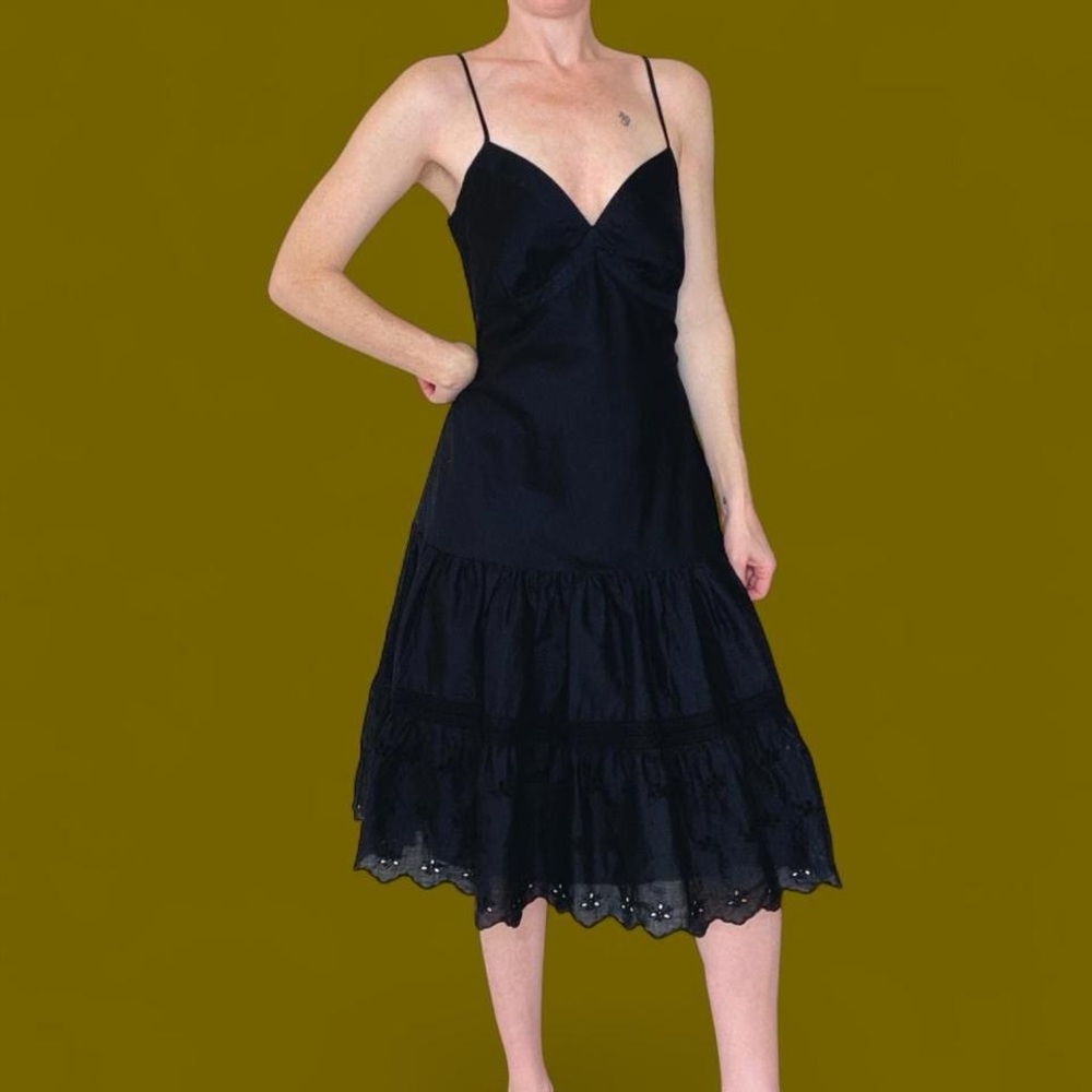 Gap Basic Black Cotton Eyelet Prairie Cottage Sle… - image 1